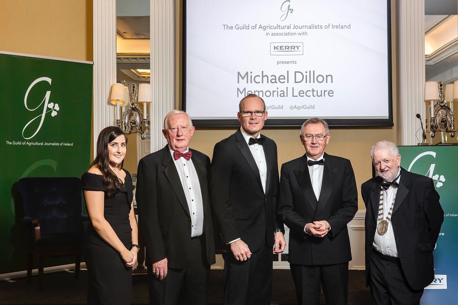 Amy Forde, Chair, Guild of Agricultural Journalists, Frank Hayes, Kerry Group, Tánaiste Simon Coveney, RTE Broadcaster, Sean O’Rourke and Ray Ryan, All Ireland President, Guild of Agricultural Journalists
